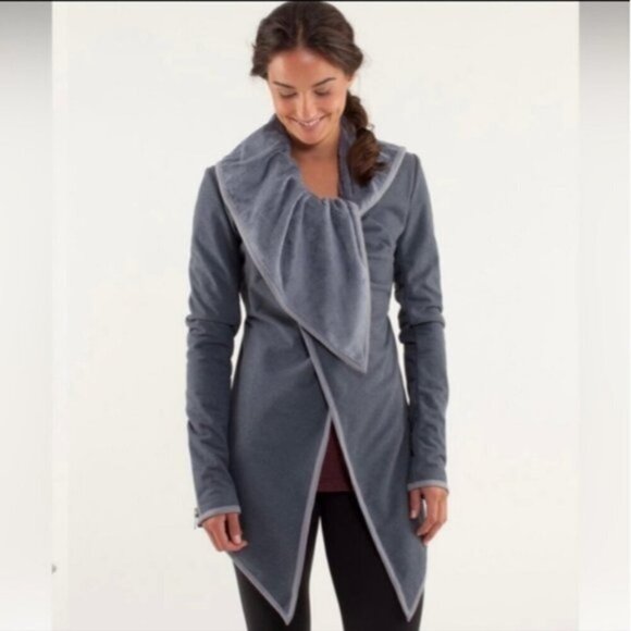 lululemon athletica Jackets & Blazers - Lululemon Grey Presence Of Mind Fossil Fleece Jacket Size 6